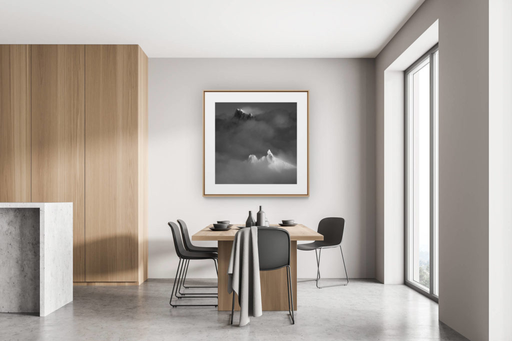 décoration moderne cuisine rénovée chalet suisse - photo de montagne - photo de montagne artistique noir et blanc