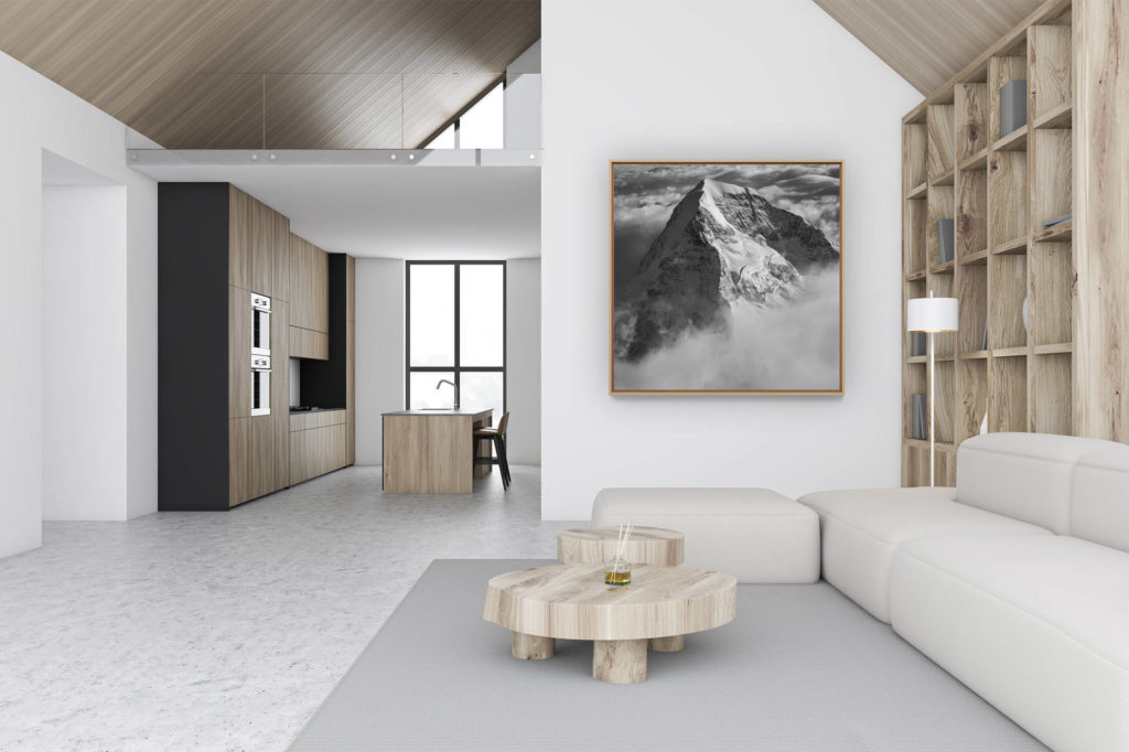 décoration murale chalet luxe rénové - photo montagne noir et blanc - photo de montagne - photo alpes - image de montagne - photo art montagne - Massif des alpes bernoises suisse