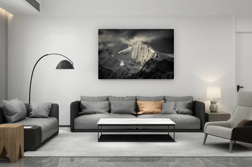 zeitgenössische Wohnzimmerdekoration aus der Schweiz - Geschenk für Schweizer Bergliebhaber - Val d'Anniviers - Hochgebirgsfoto grand Cornier
