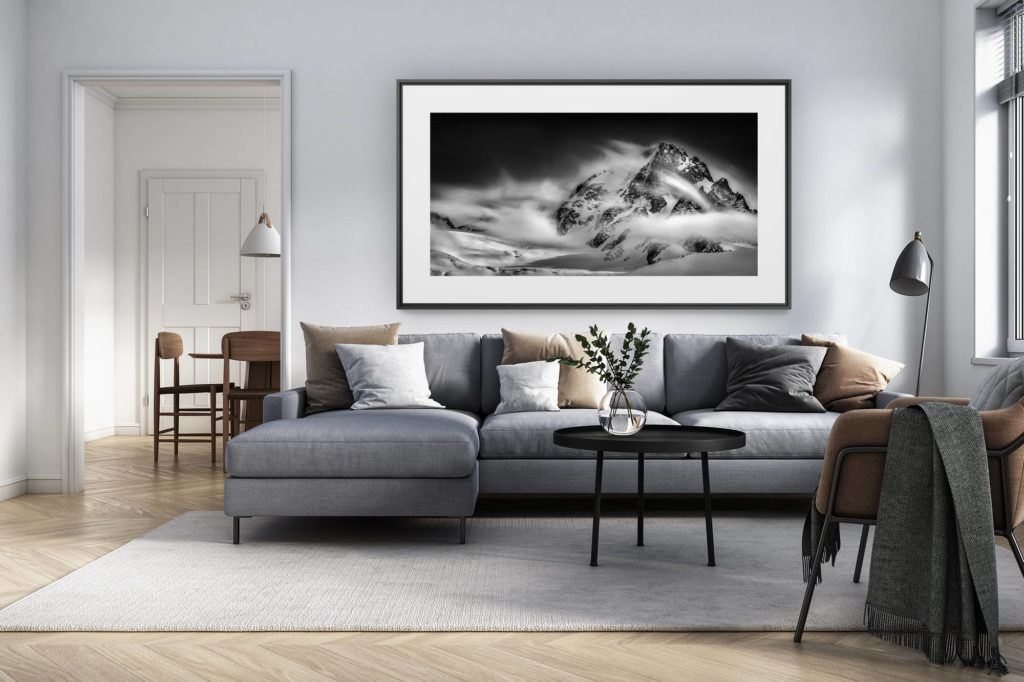 interior decoration swiss living room - panoramic alps photo large size - Posters and prints art Massif du Mont Blanc