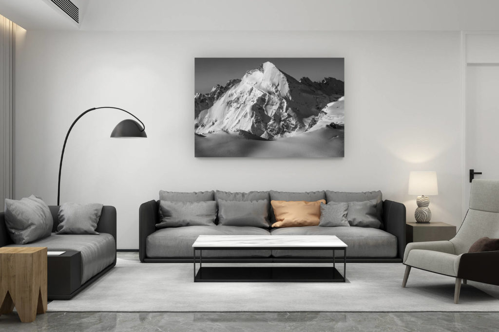 zeitgenössische Wohnzimmerdekoration aus der Schweiz - Geschenk für Schweizer Bergfreunde - Val d&#039;hérens - Dent d&#039;Hérens - Bergbild- Blick vom Theodulpass