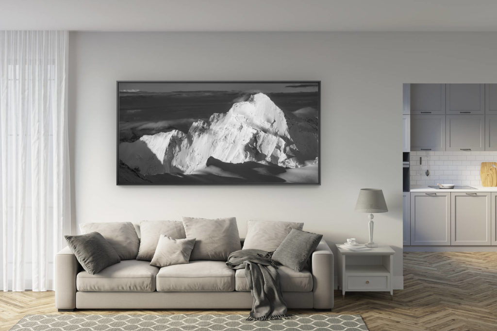 deco salon rénové - trendy photo montagne grand format - Photo of sunrise in mountain panoramic black and white -. Dent D&#039;Hérens