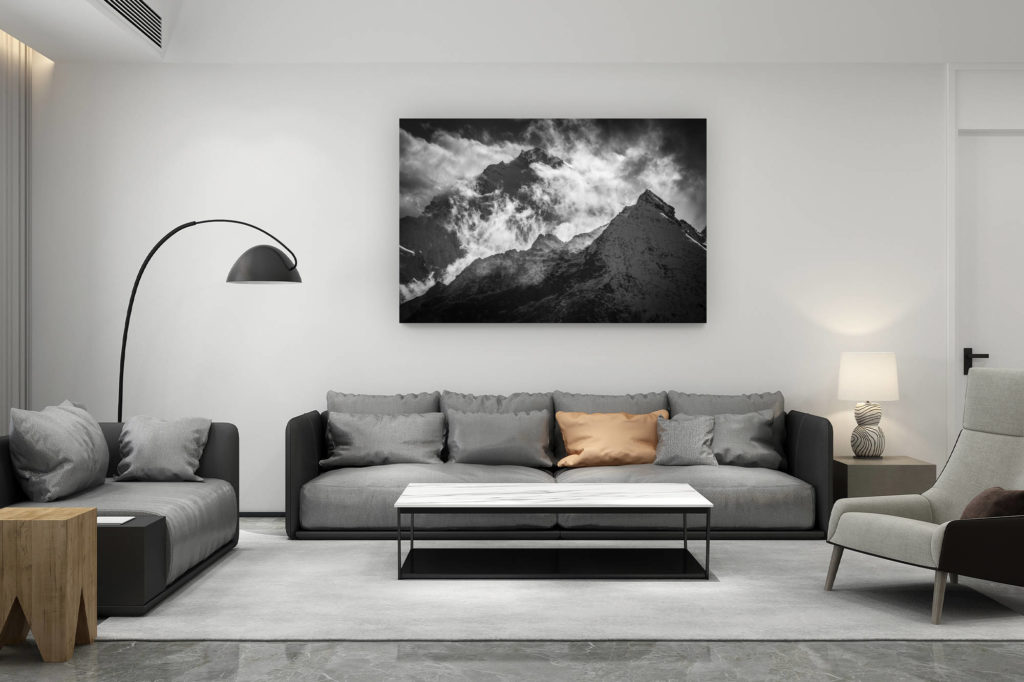 décoration salon contemporain suisse - cadeau amoureux de montagne suisse - Val d hérens - Dent d'Hérens - image montagne - Mettelhorn vu du Matterhall