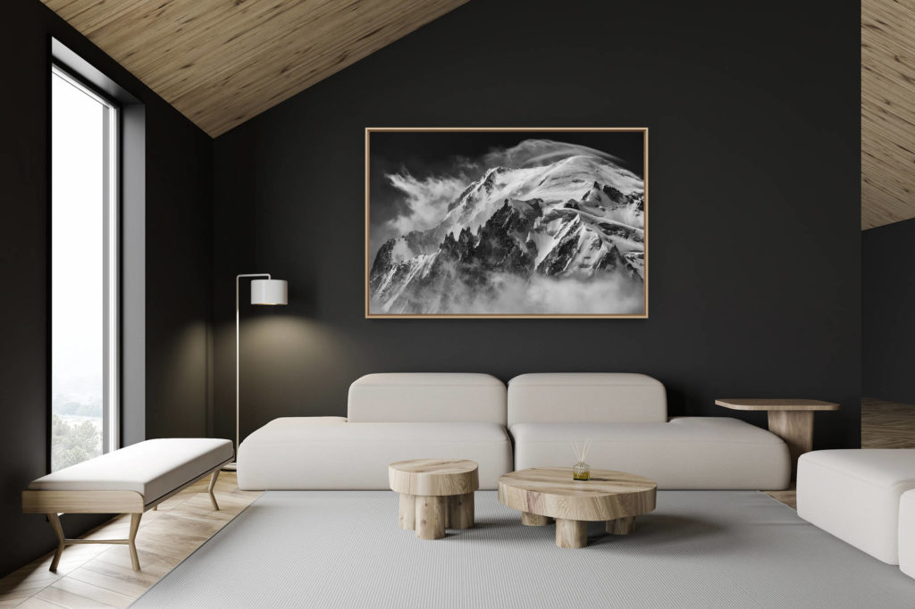 swiss chalet decoration - swiss chalet interior - large mountain picture - mont blanc massif Alps - mountain picture and image - mont blanc pictures