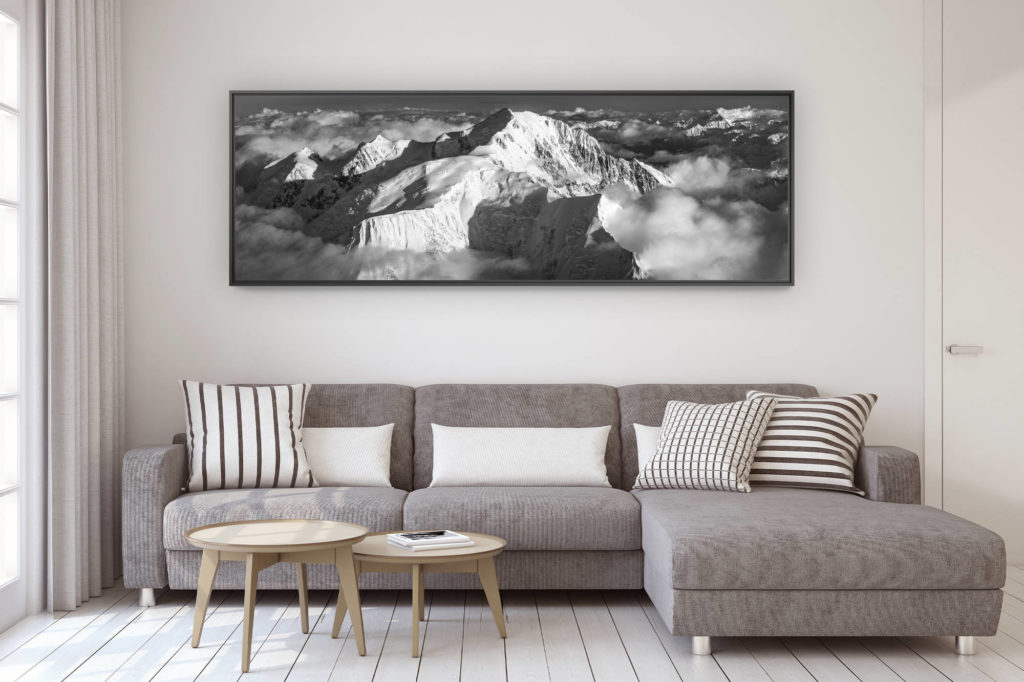 design wall decor modern living room - large mountain photo - Panorama Mont Blanc megève