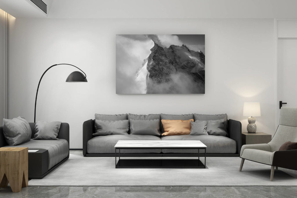 zeitgenössische Schweizer Wohnzimmerdekoration - Geschenk für Schweizer Bergfreunde - Pizzo Bianco - Davos Schweiz Berg Scerscen
