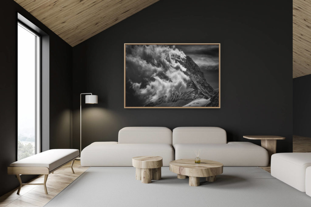 swiss chalet decoration - swiss chalet interior - big mountain picture - The Swiss Bernese Alps seen from Grindelwald - Schreckhorn