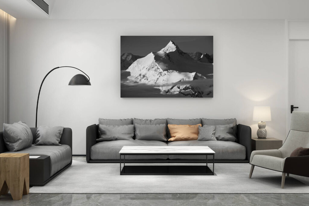 zeitgenössische Schweizer Wohnzimmerdekoration - Geschenk für Schweizer Bergliebhaber - Weisshorn Bishorn - Bild Berglandschaft