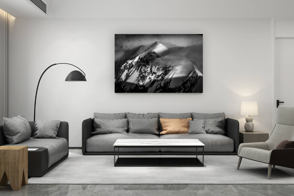 décoration salon contemporain suisse - cadeau amoureux de montagne suisse - Photo massifs Mont Blanc - Aiguille de Bionassay