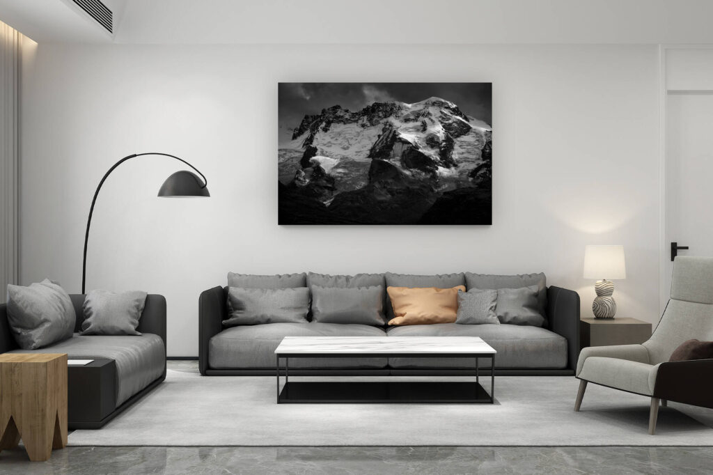 décoration salon contemporain suisse - cadeau amoureux de montagne suisse - Zermatt Valais Suisse - image paysage de montagne- Breithorn