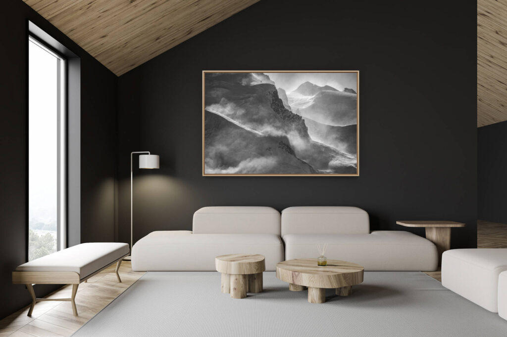 Dekoration Schweizer Chalet - Inneneinrichtung Schweizer Chalet - Bergfoto im Grossformat - Berg Bild Tal Zermatt- Ludwigshohe - Corno Nero