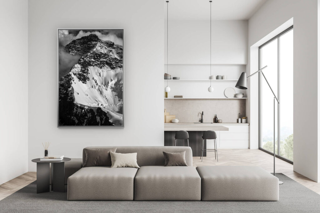 décoration salon suisse moderne - déco montagne photo grand format - Photo montagne Valais suisse- roccia nera (Breithorn)