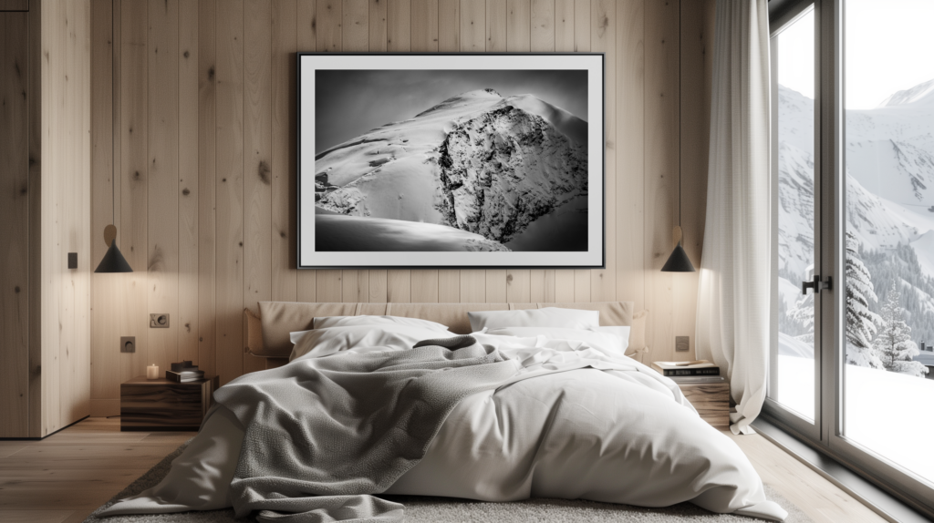 Stralhorn alpinistes déco chambre chalet suisse rénové - photo panoramique montagne grand format - Stralhorn