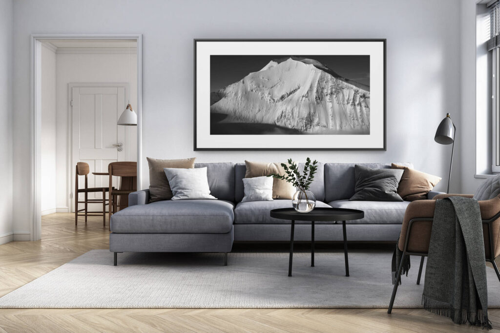 Innendekoration renoviertes Wohnzimmer Schweiz - Alpenpanorama Foto gross - -