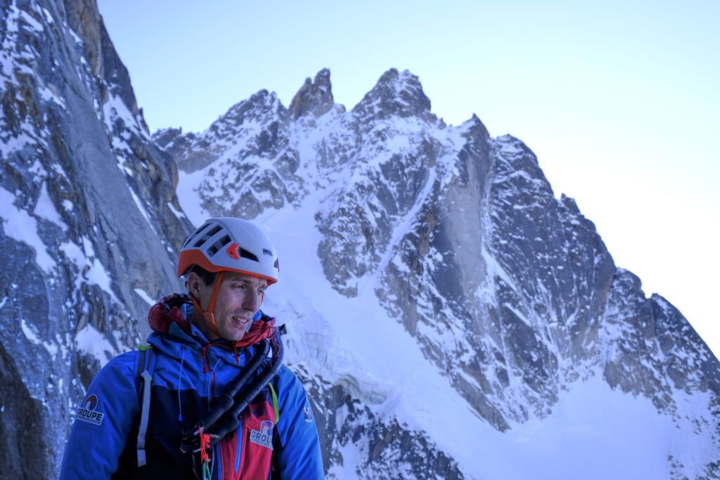 Léo Billon Alpinist, at Grands Charmoz in the Mont Blanc massif
